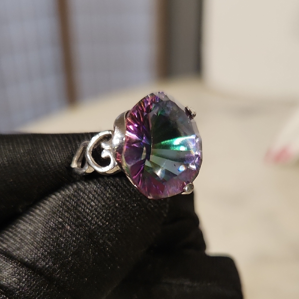 NEW 925 Sterling Silver Mystic Topaz Lab Created Ring Sz 7 - Picture 5 of 8